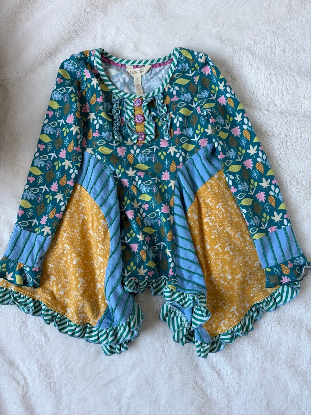 Matilda Jane Teal Floral Tunic with Mustard & Pink Accents
